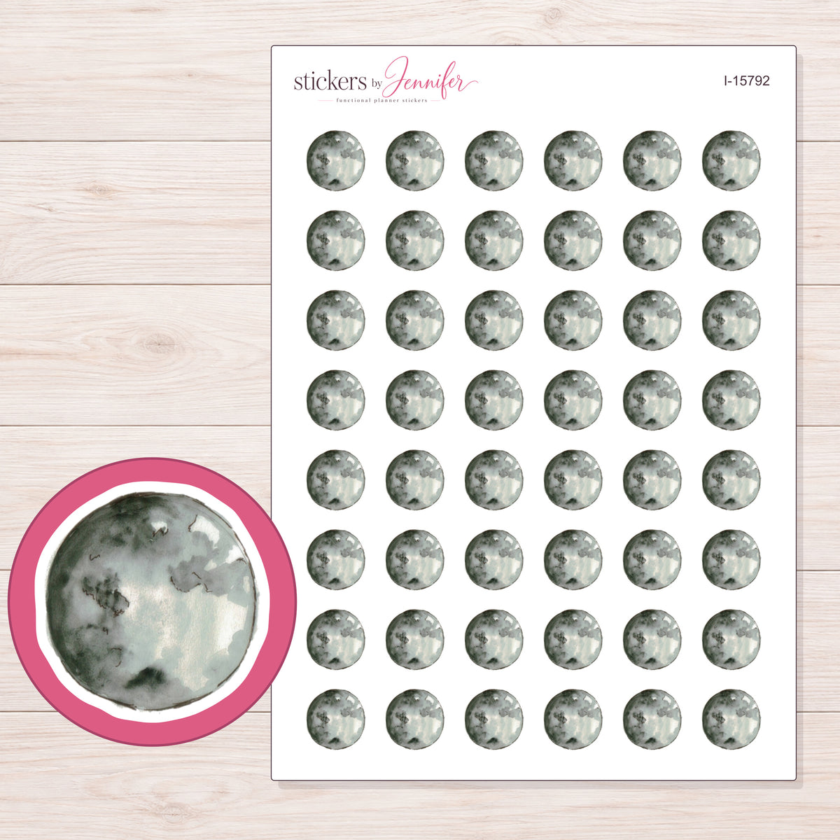 I-15792 planner sticker sheet with enlarged sticker detail