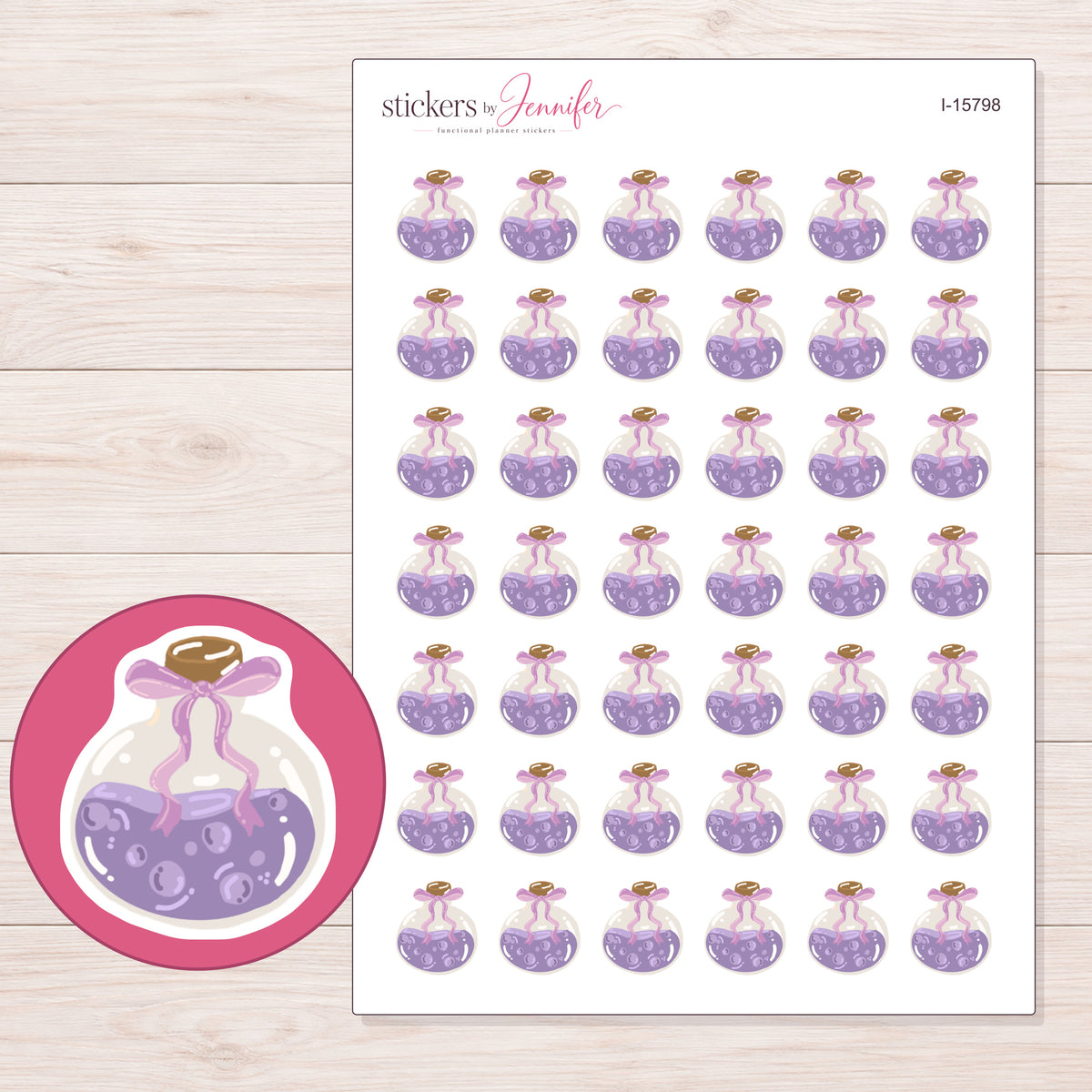 I-15798 planner sticker sheet with enlarged sticker detail