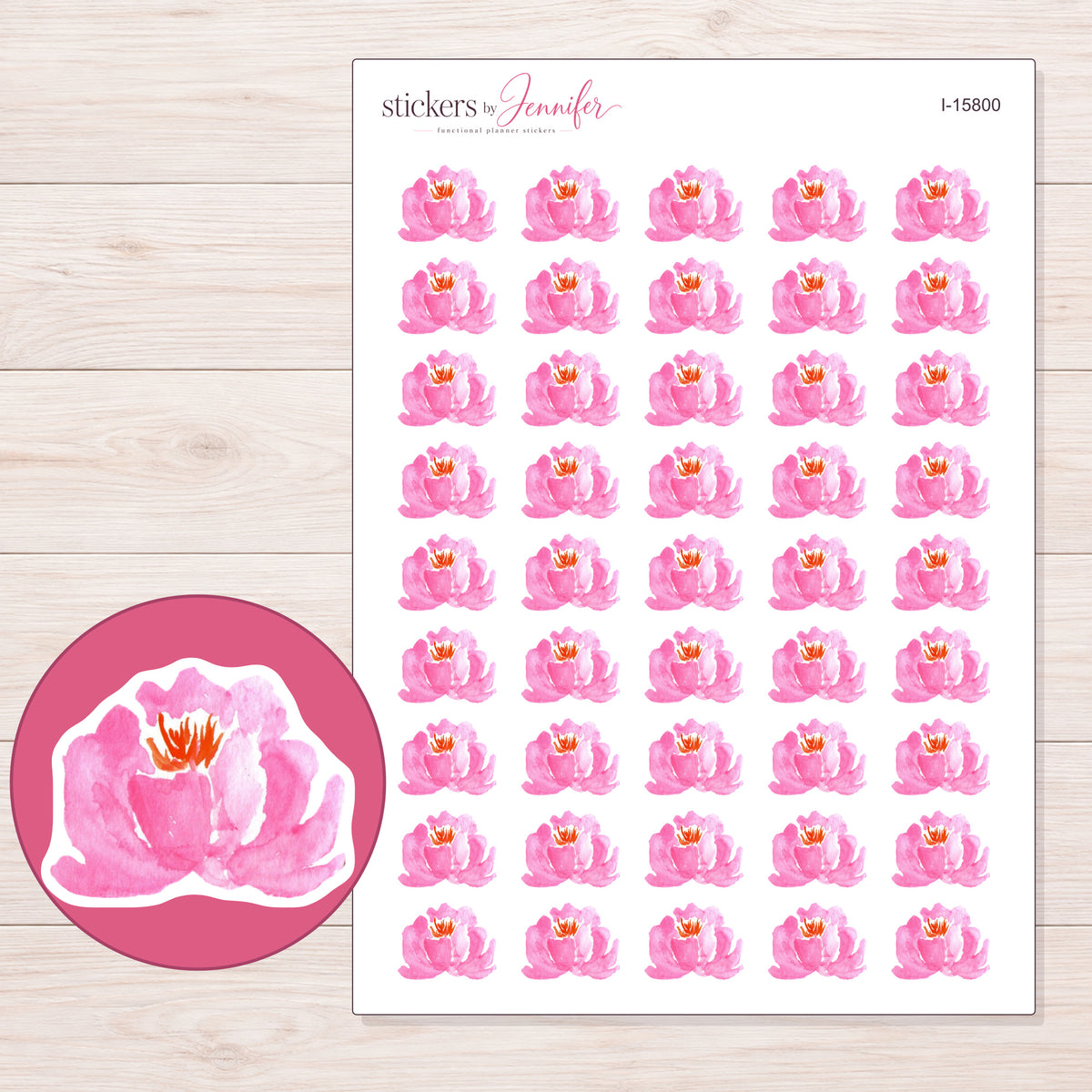 I-15800 planner sticker sheet with enlarged sticker detail
