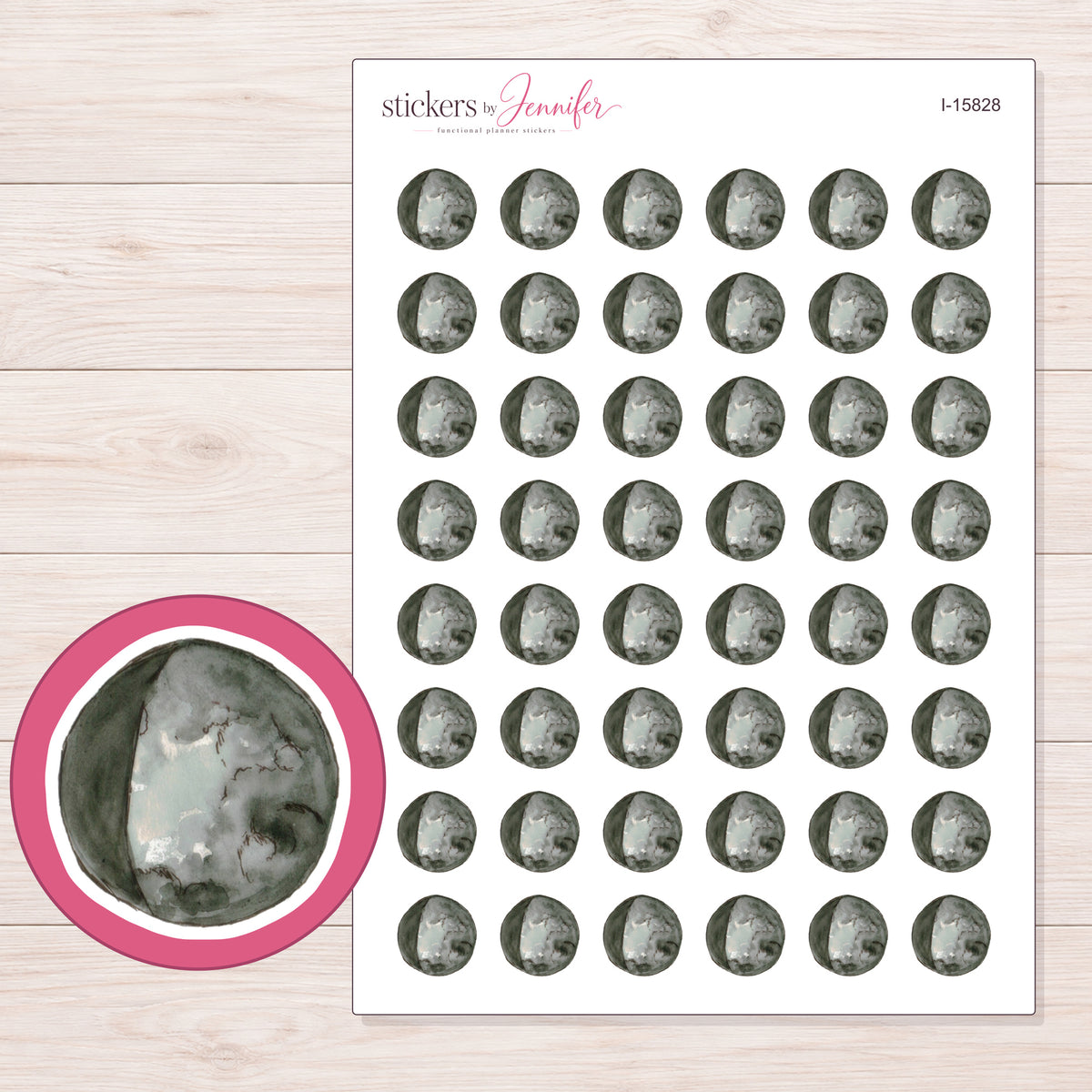 I-15828 planner sticker sheet with enlarged sticker detail