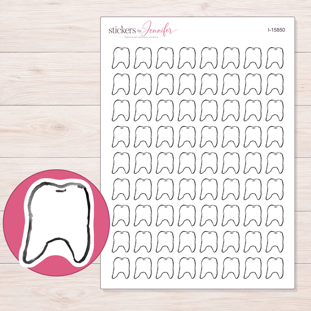 I-15850 planner sticker sheet with enlarged sticker detail