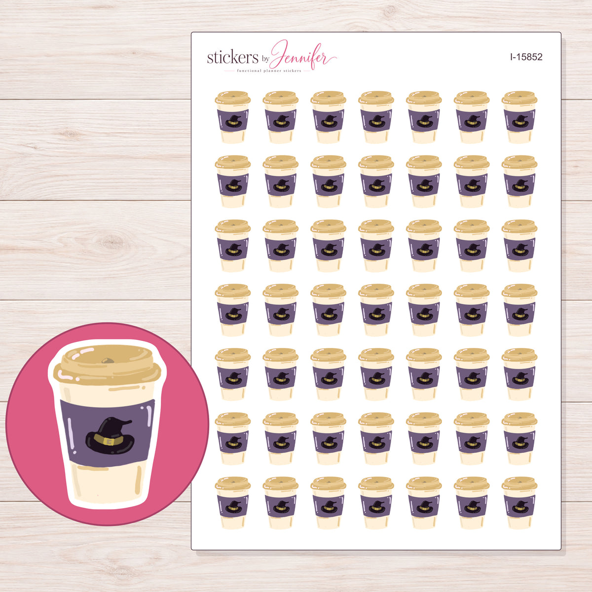 I-15852 planner sticker sheet with enlarged sticker detail