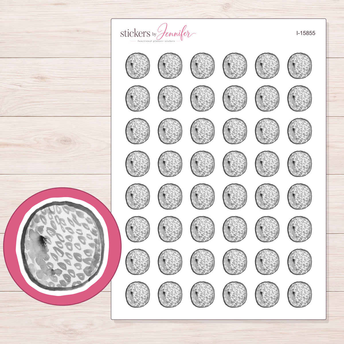 I-15855 planner sticker sheet with enlarged sticker detail
