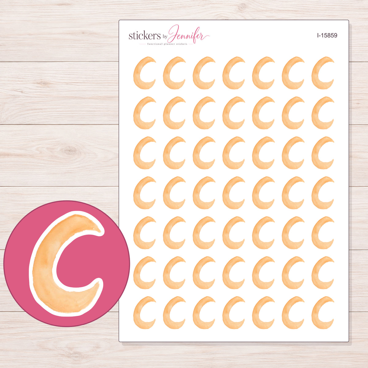 I-15859 planner sticker sheet with enlarged sticker detail