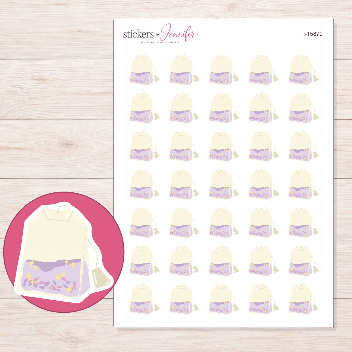 I-15870 planner sticker sheet with enlarged sticker detail