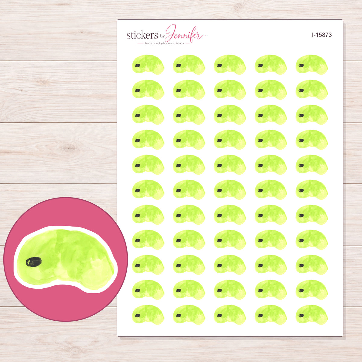 I-15873 planner sticker sheet with enlarged sticker detail