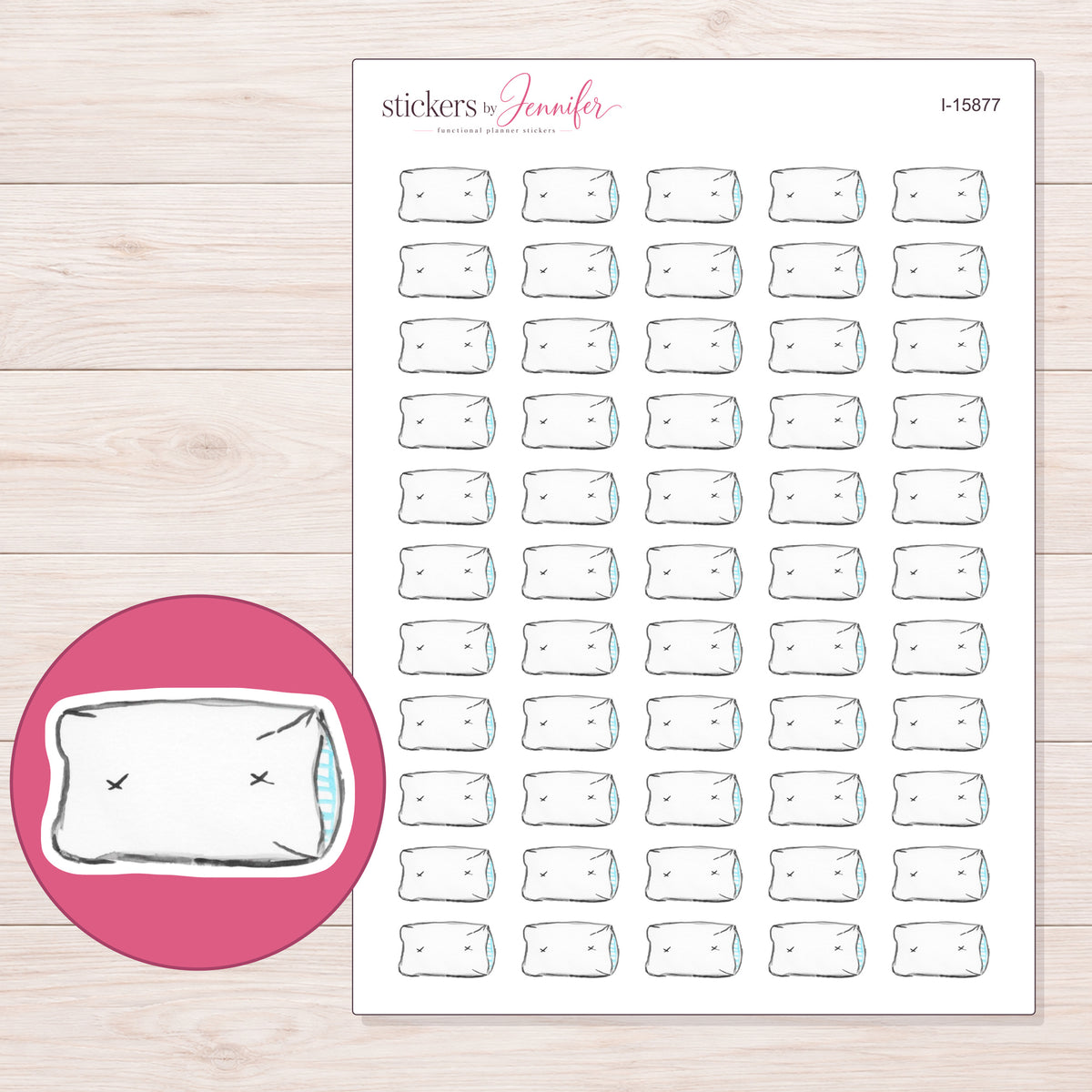 I-15877 planner sticker sheet with enlarged sticker detail