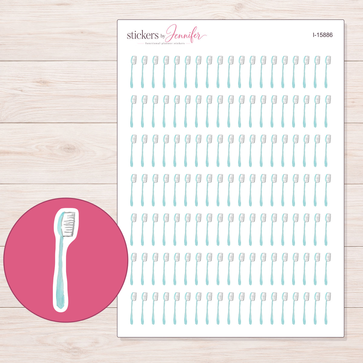 I-15886 planner sticker sheet with enlarged sticker detail