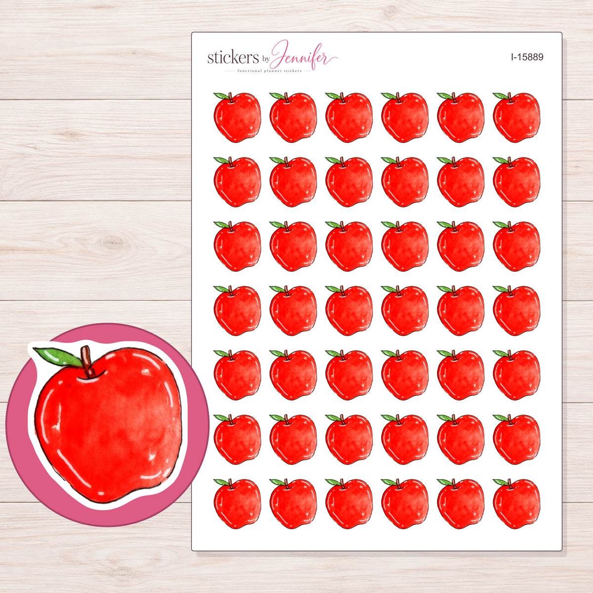 I-15889 planner sticker sheet with enlarged sticker detail