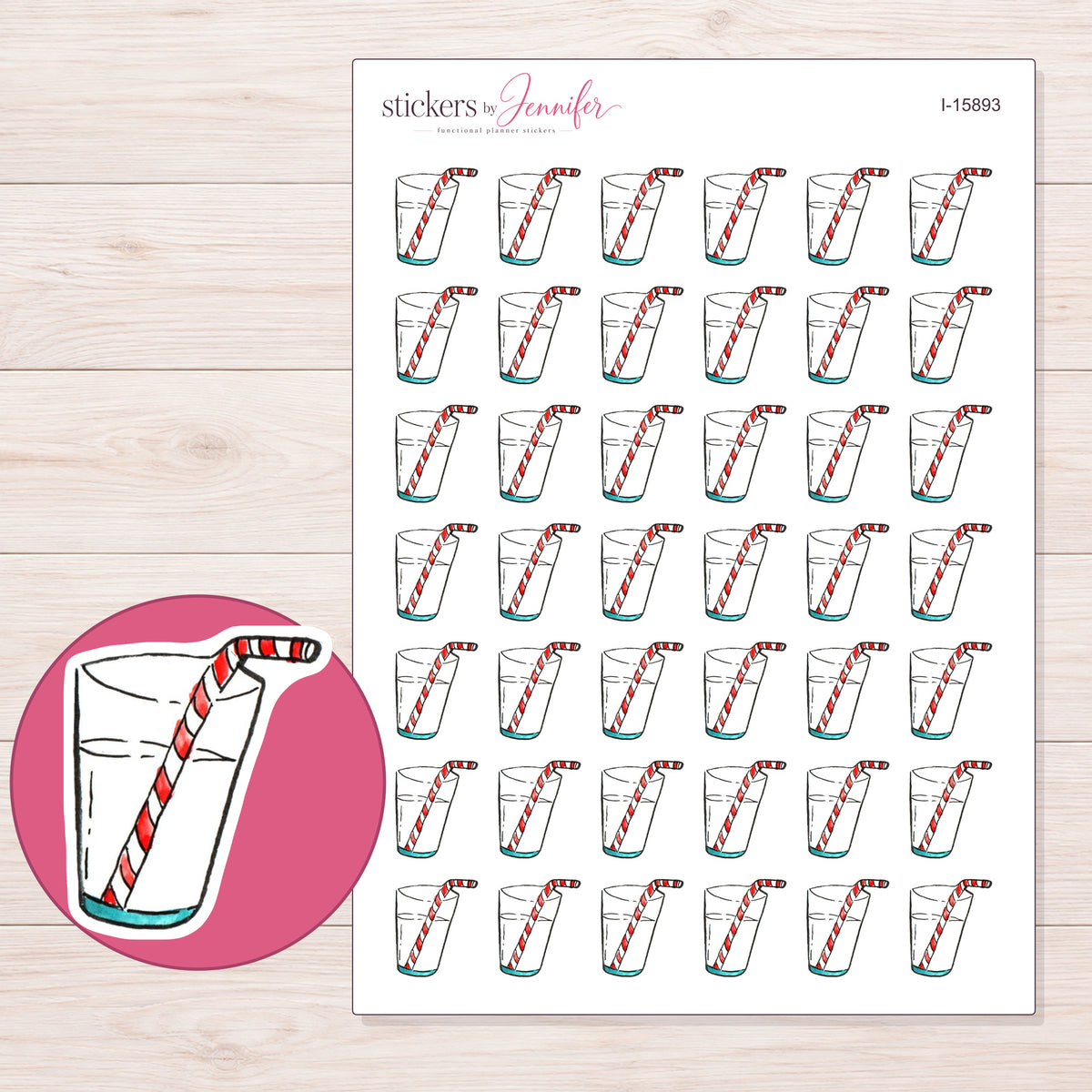 I-15893 planner sticker sheet with enlarged sticker detail