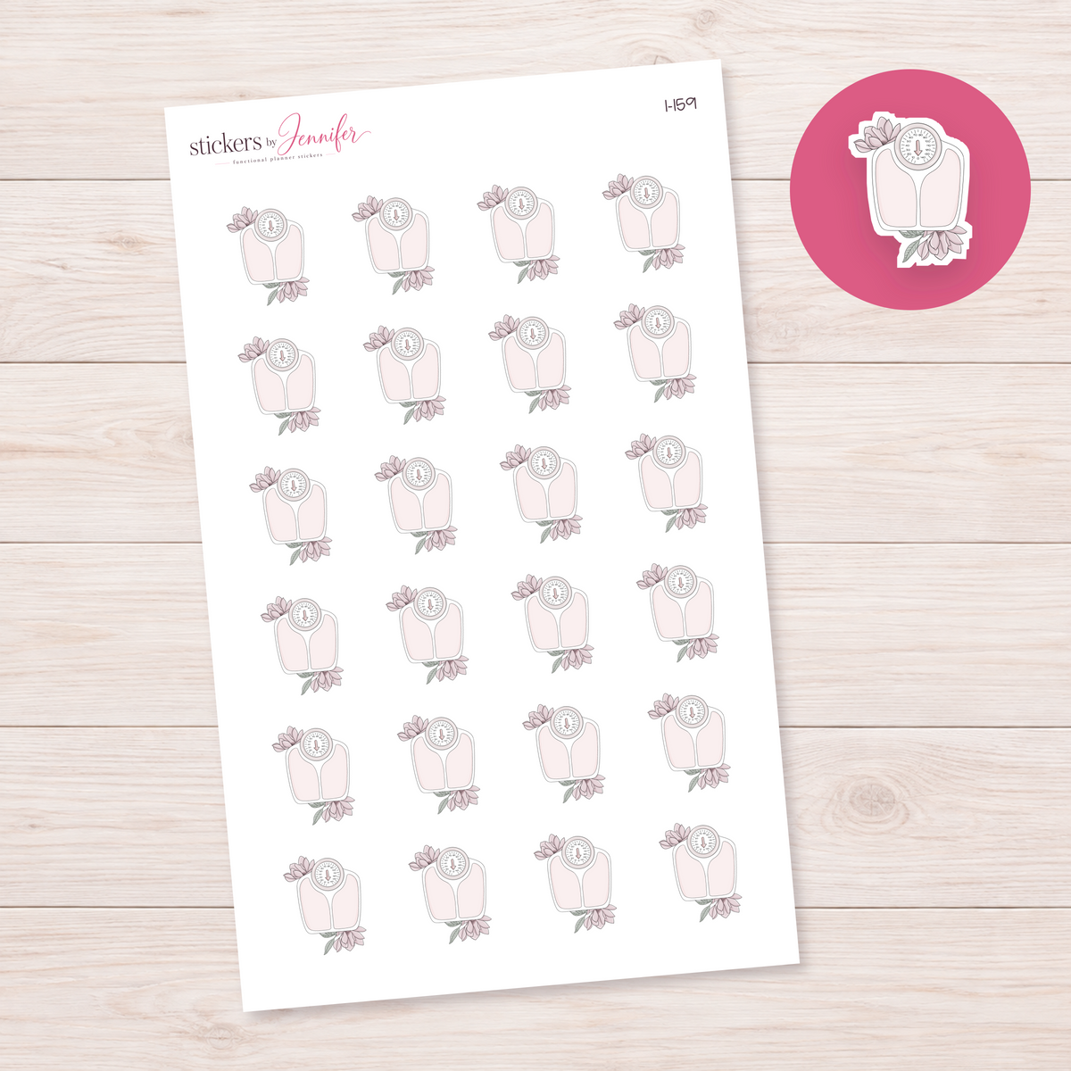 Pink Bathroom Scale Planner Stickers | I-159