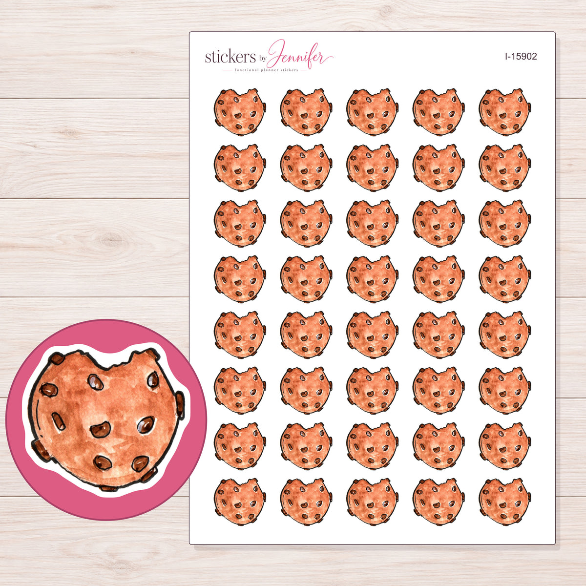 I-15902 planner sticker sheet with enlarged sticker detail