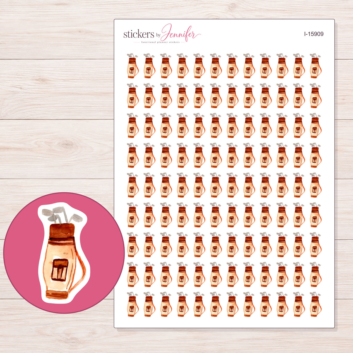 I-15909 planner sticker sheet with enlarged sticker detail
