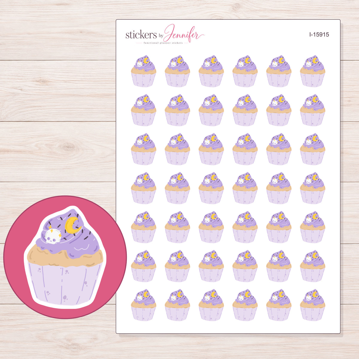 I-15915 planner sticker sheet with enlarged sticker detail
