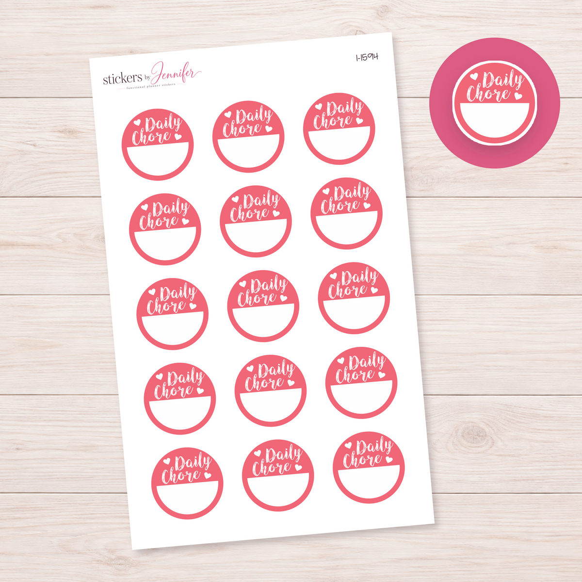 Rose Daily Chore Circle Planner Stickers | I-1594