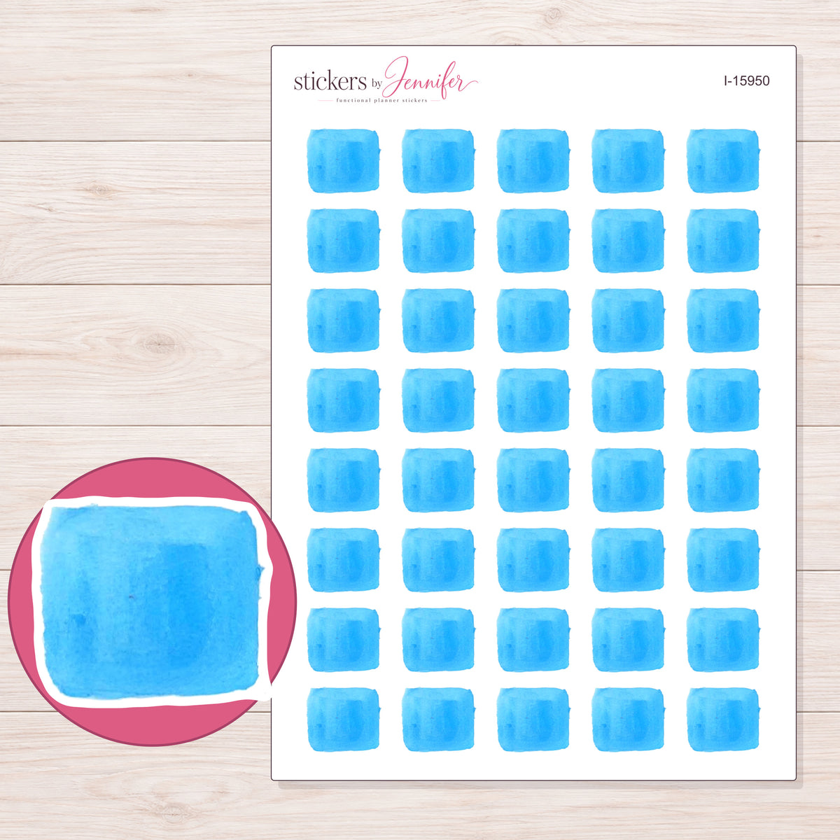 I-15950 planner sticker sheet with enlarged sticker detail