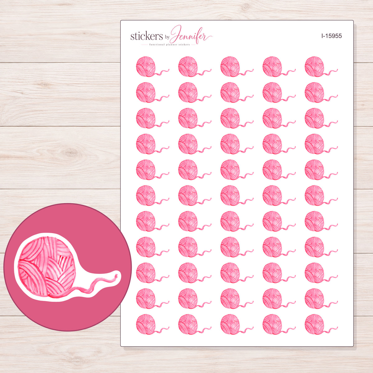 I-15955 planner sticker sheet with enlarged sticker detail