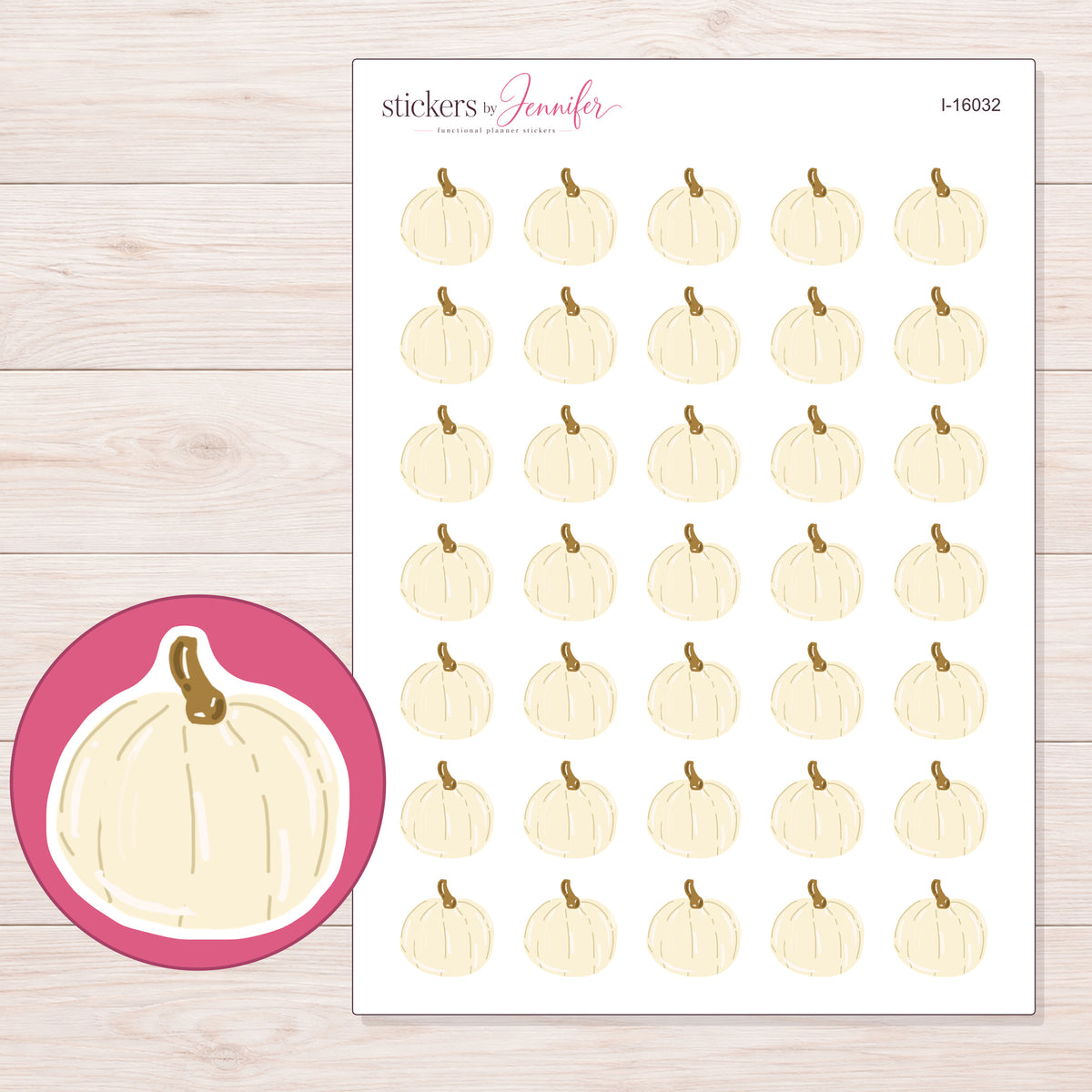 I-16032 planner sticker sheet with enlarged sticker detail