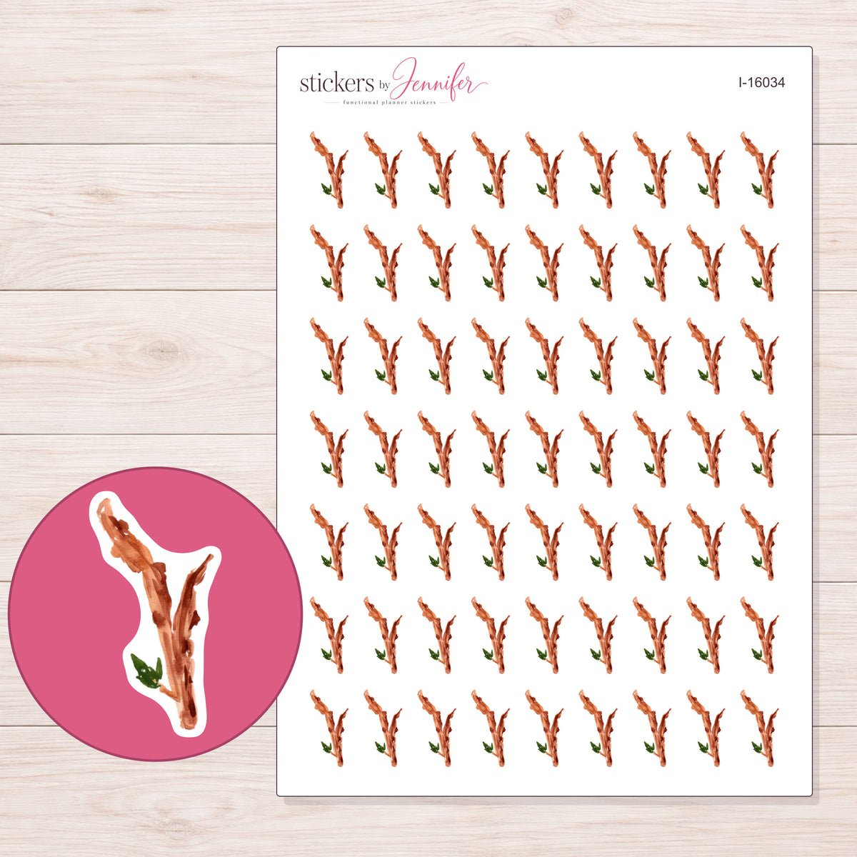 I-16034 planner sticker sheet with enlarged sticker detail