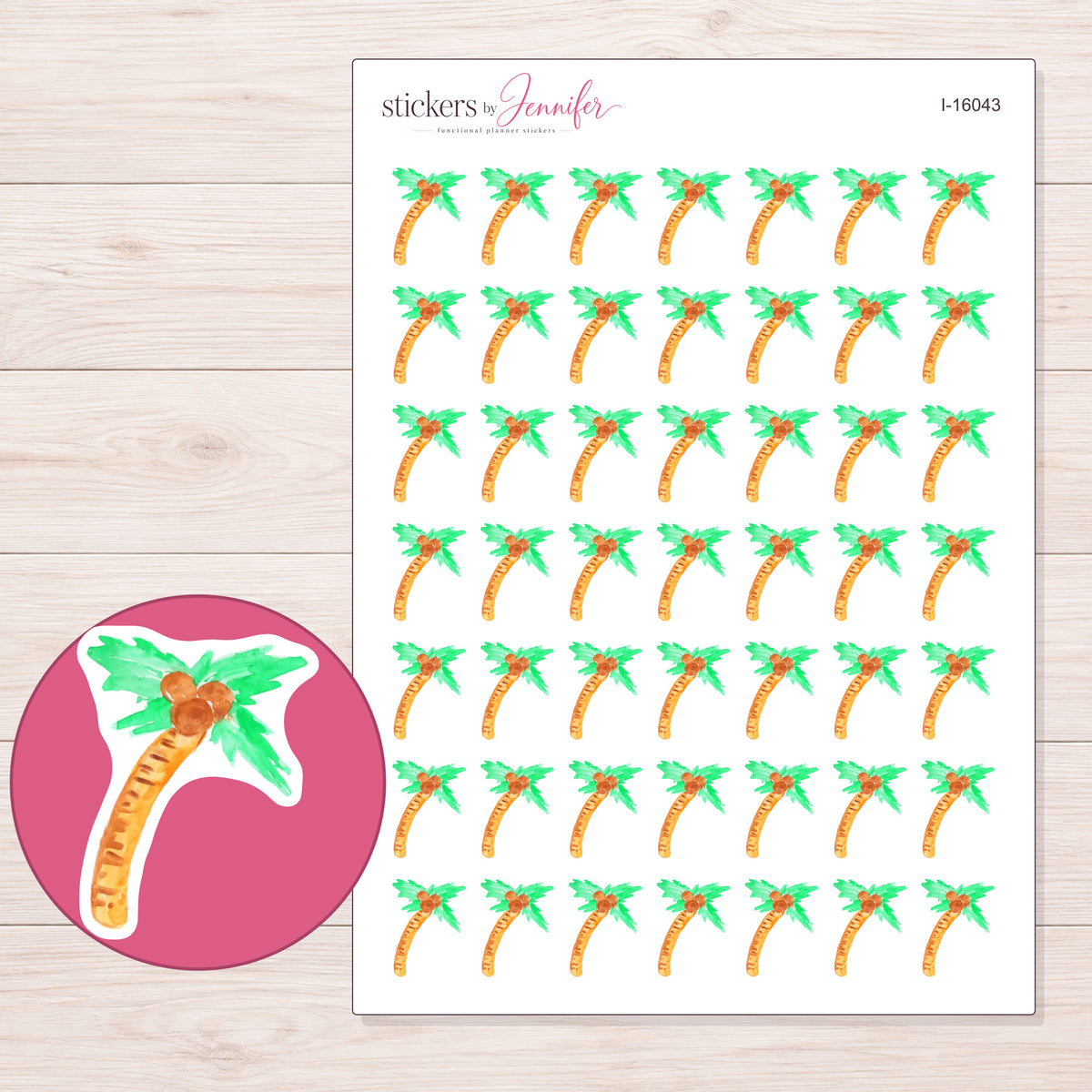 I-16043 planner sticker sheet with enlarged sticker detail