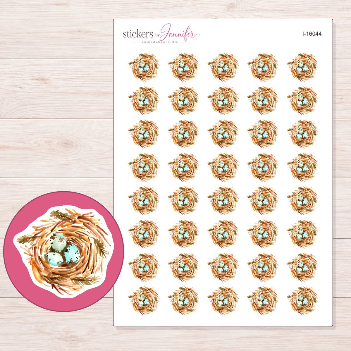 I-16044 planner sticker sheet with enlarged sticker detail