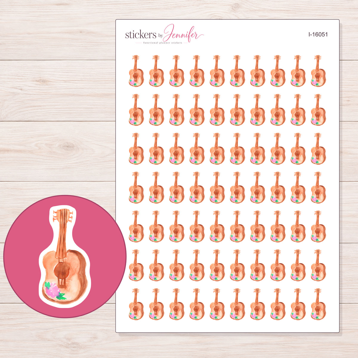 I-16051 planner sticker sheet with enlarged sticker detail