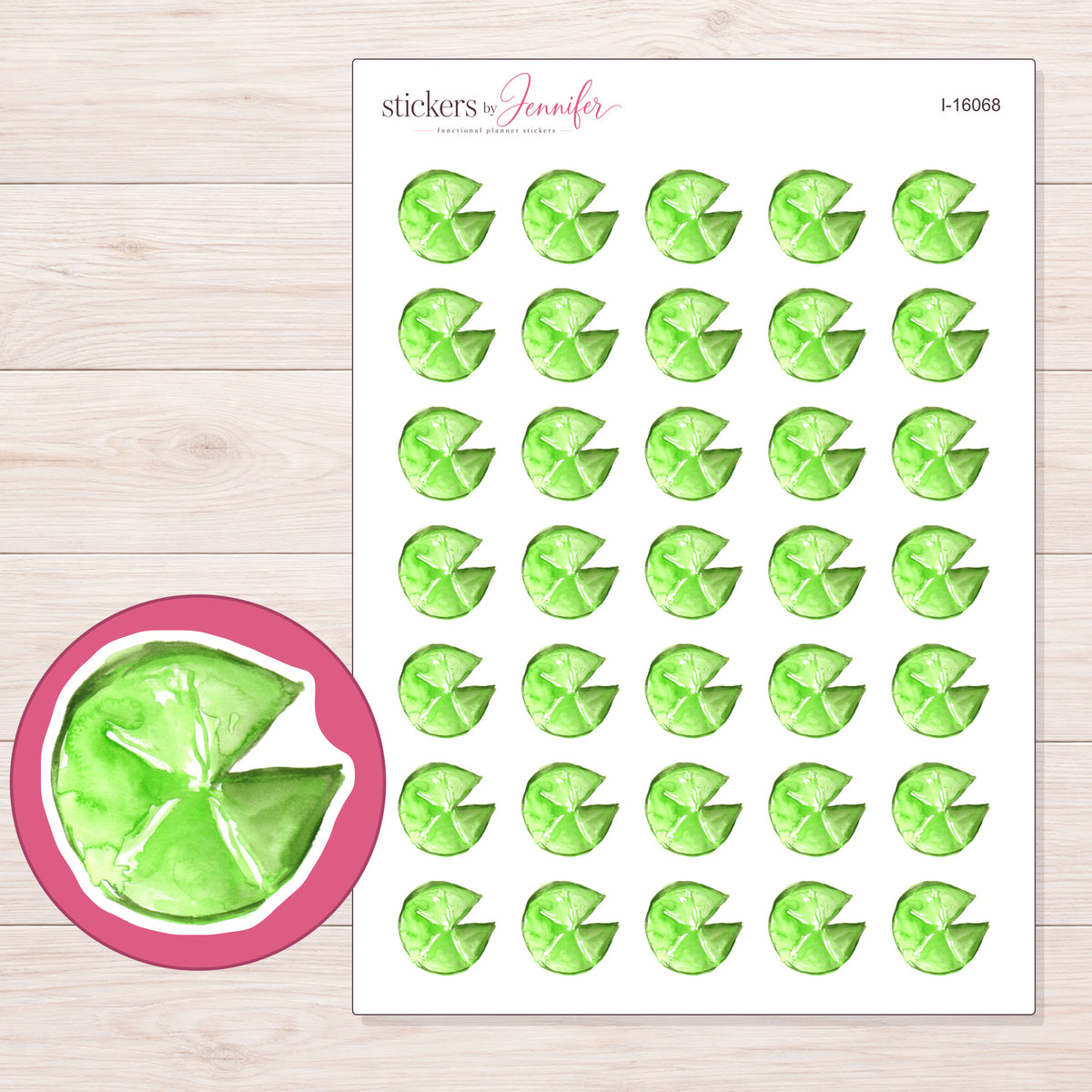 I-16068 planner sticker sheet with enlarged sticker detail