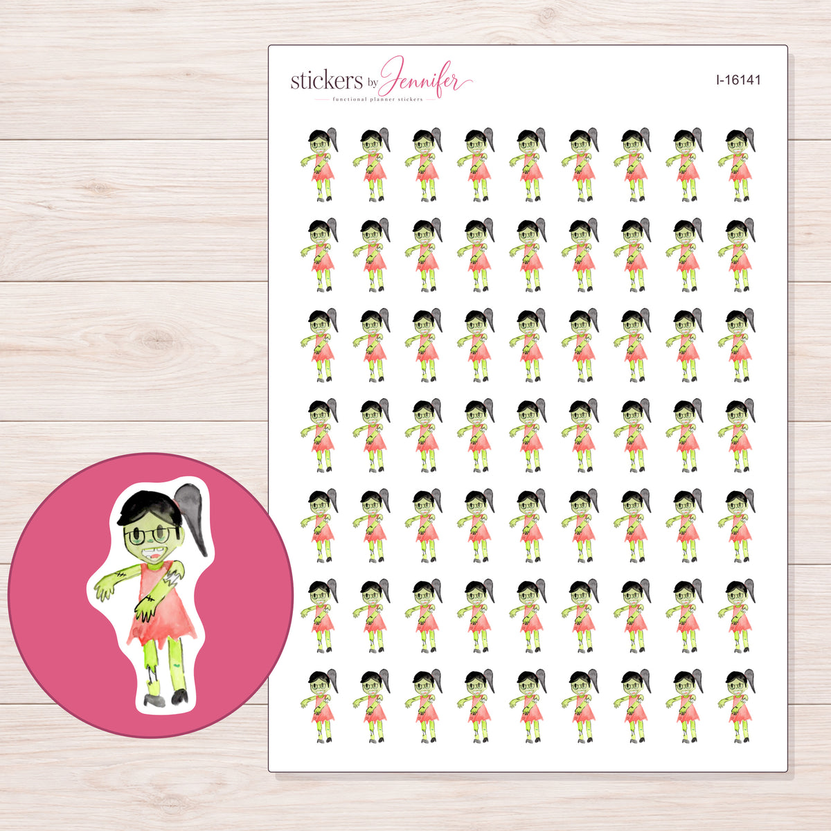 I-16141 planner sticker sheet with enlarged sticker detail
