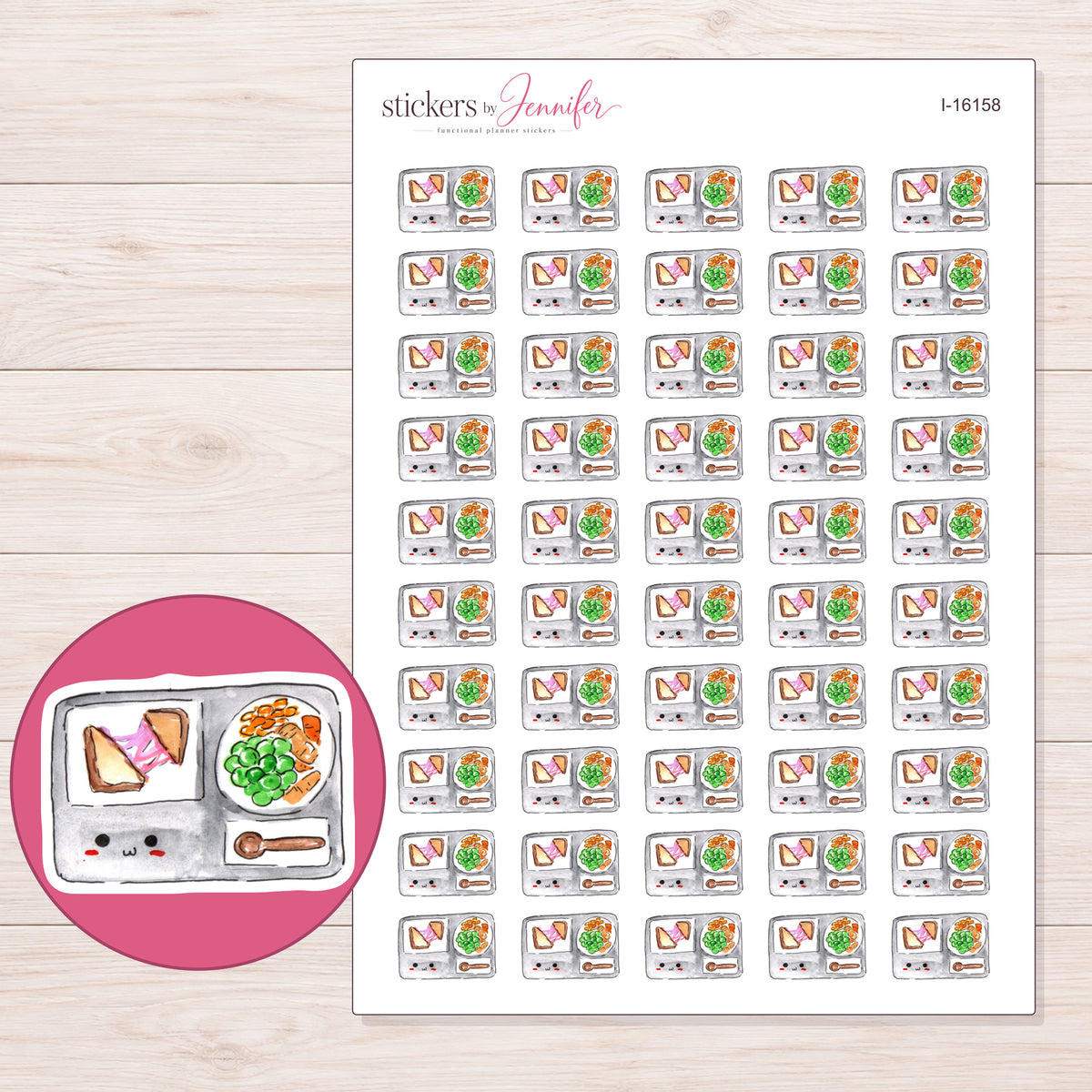 I-16158 planner sticker sheet with enlarged sticker detail