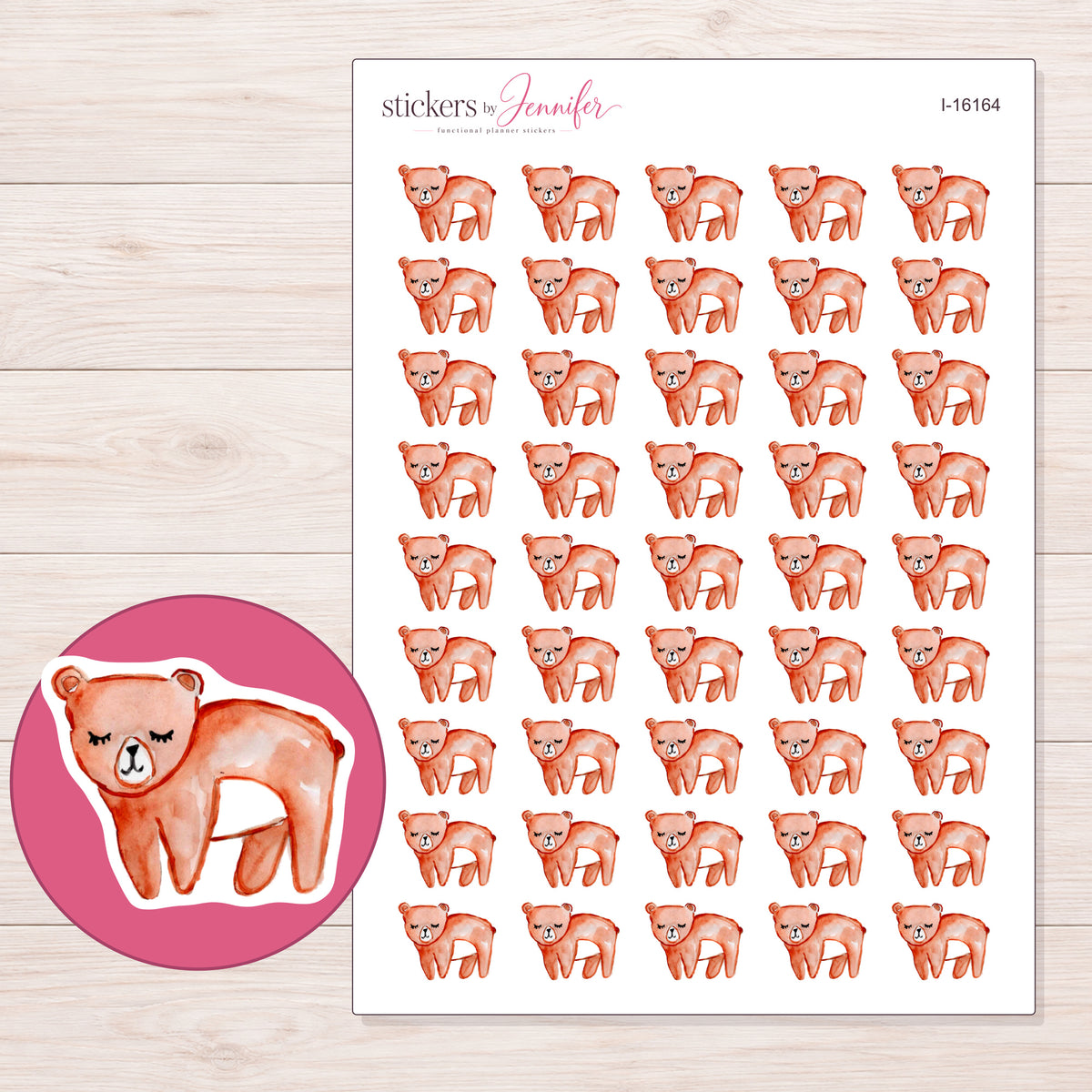 I-16164 planner sticker sheet with enlarged sticker detail