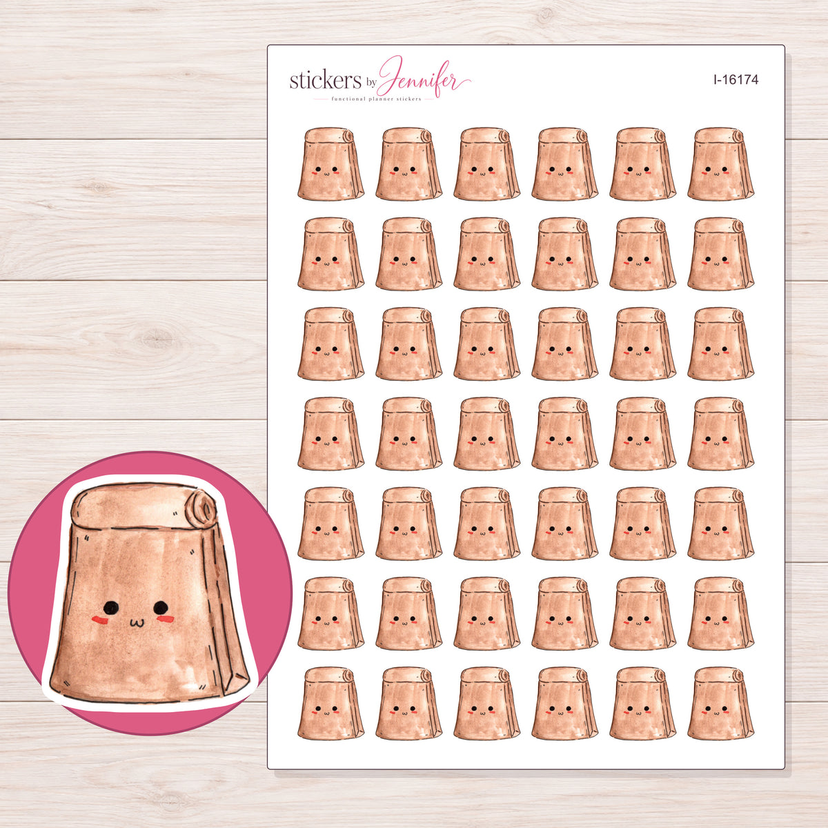 I-16174 planner sticker sheet with enlarged sticker detail