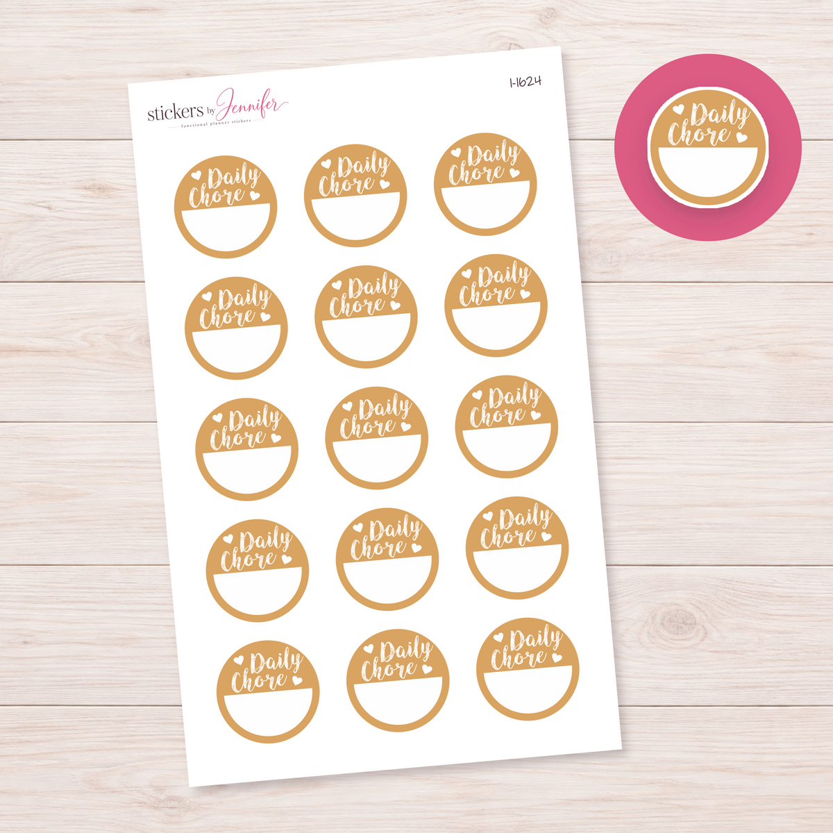 Tan Daily Chore Circle Planner Stickers | I-1624