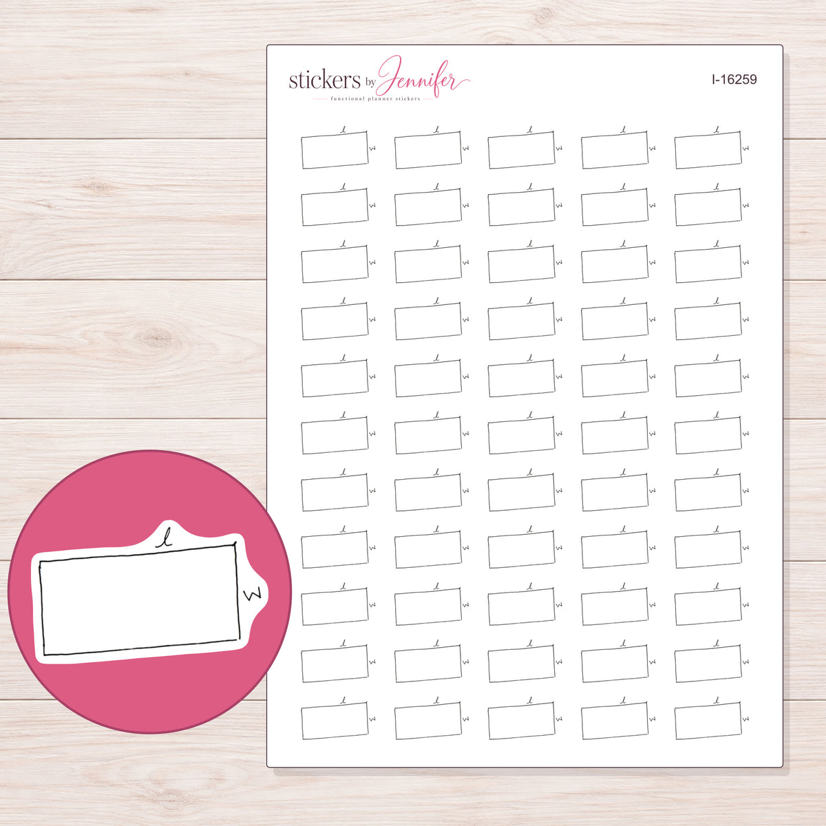 I-16259 planner sticker sheet with enlarged sticker detail