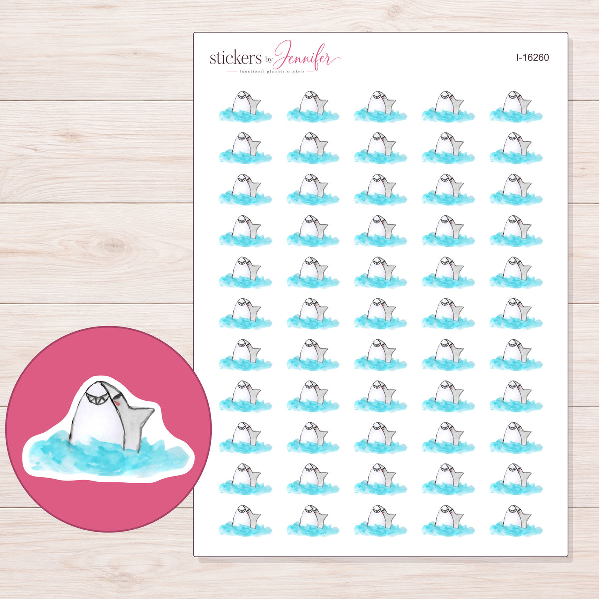 I-16260 planner sticker sheet with enlarged sticker detail