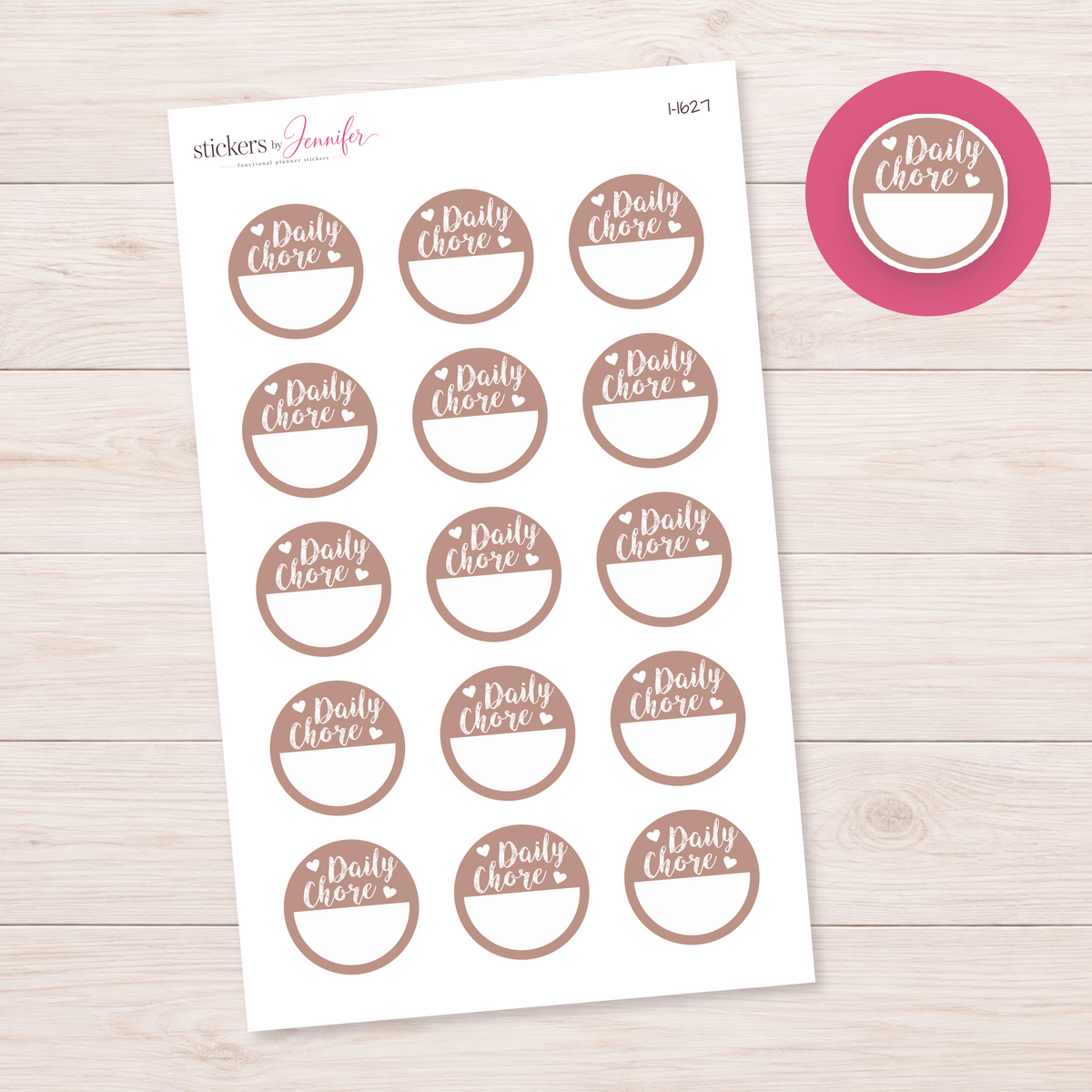 Taupe Daily Chore Circle Planner Stickers | I-1627