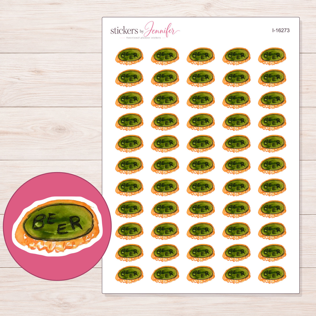 I-16273 planner sticker sheet with enlarged sticker detail