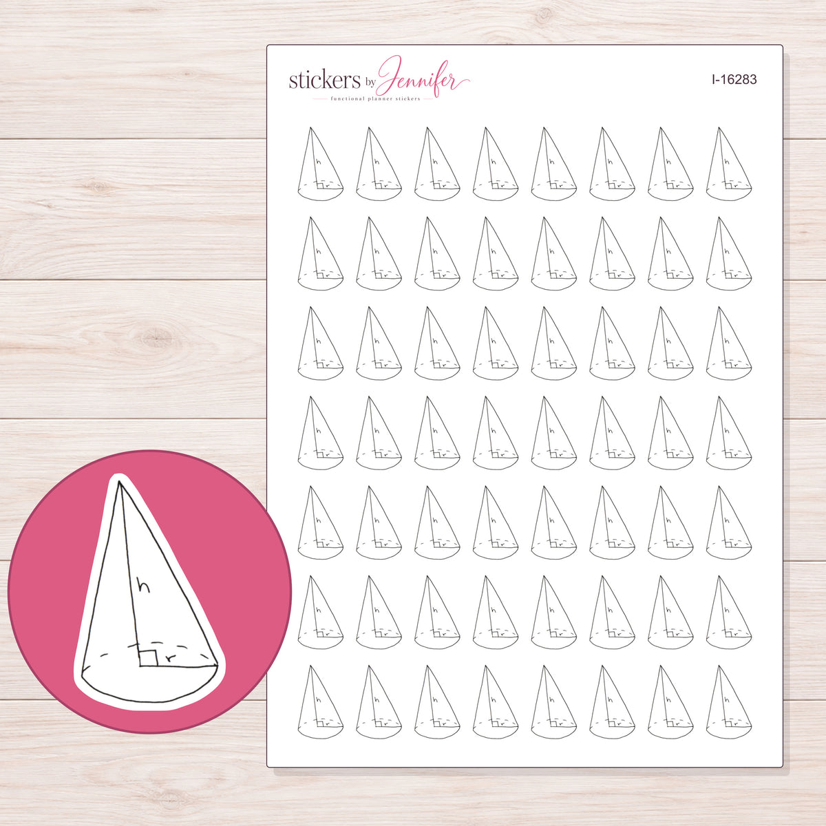 I-16283 planner sticker sheet with enlarged sticker detail