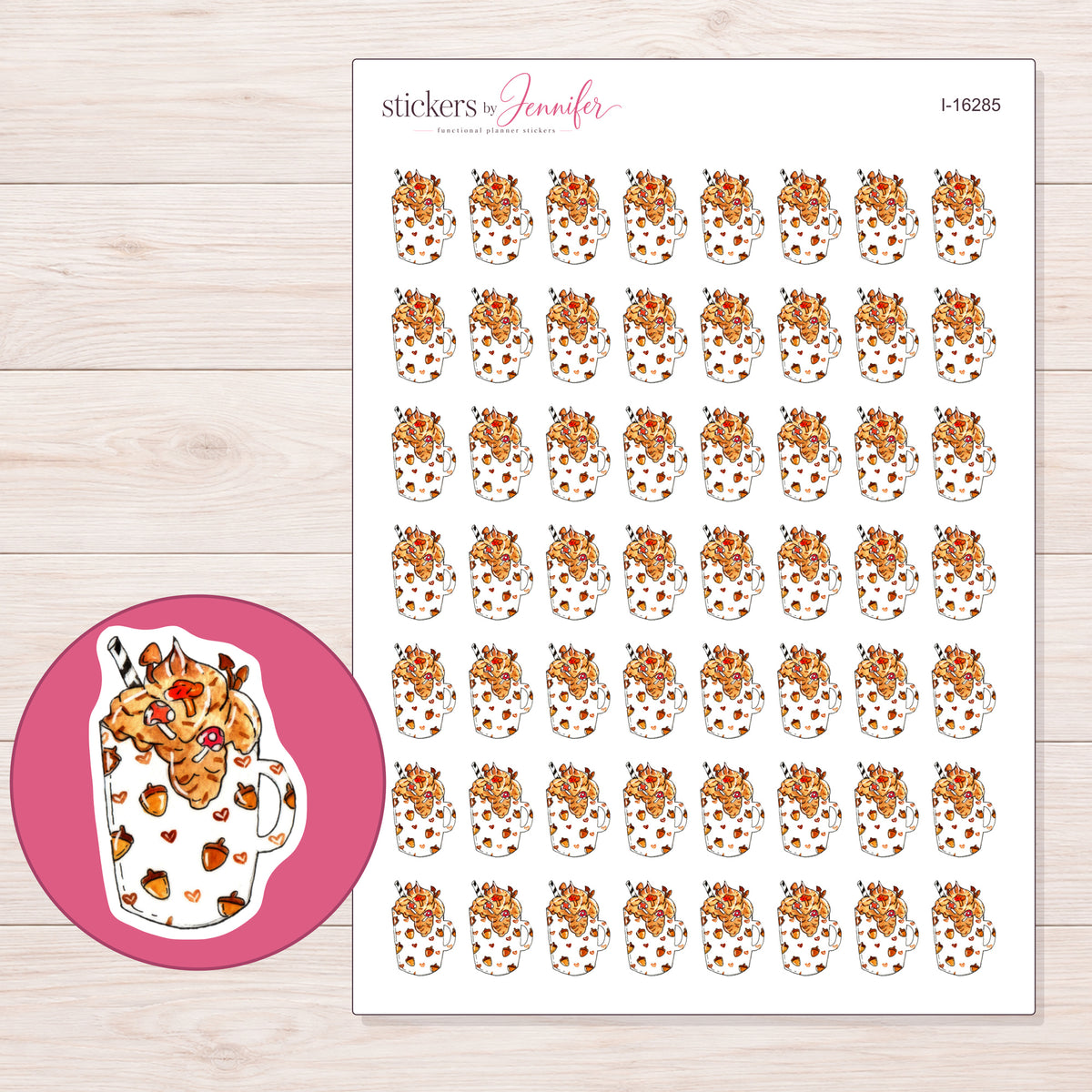 I-16285 planner sticker sheet with enlarged sticker detail