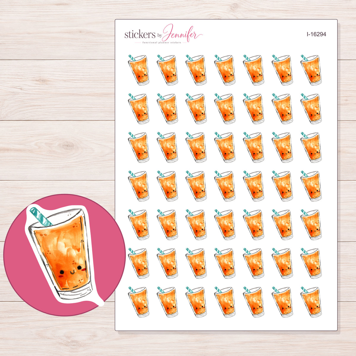 I-16294 planner sticker sheet with enlarged sticker detail
