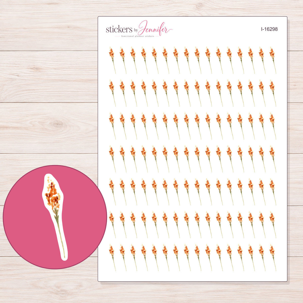 I-16298 planner sticker sheet with enlarged sticker detail