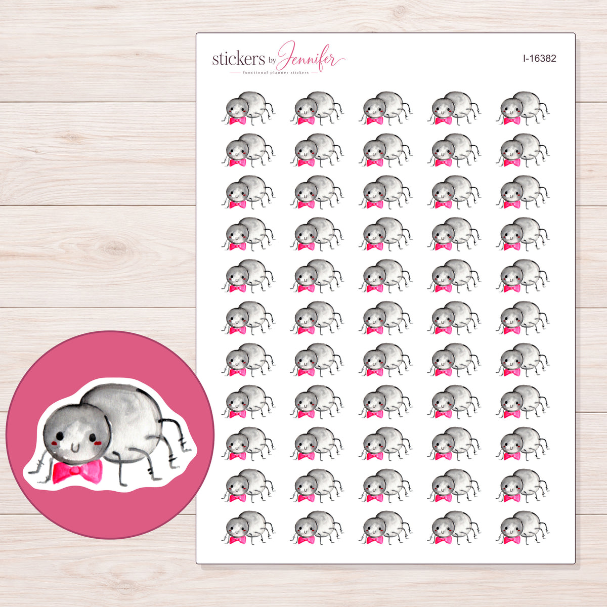 I-16382 planner sticker sheet with enlarged sticker detail