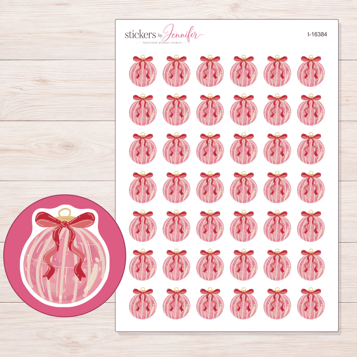 I-16384 planner sticker sheet with enlarged sticker detail