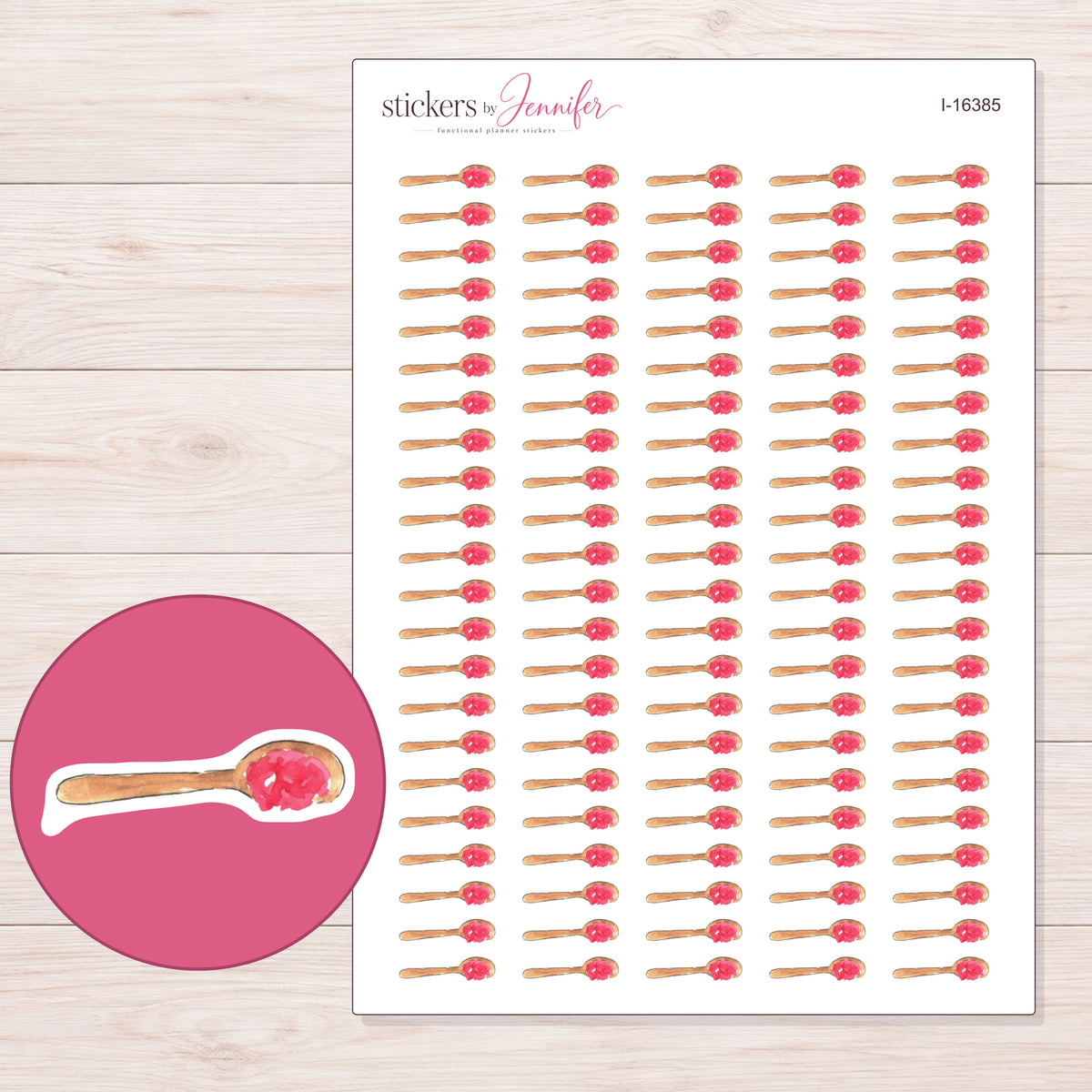 I-16385 planner sticker sheet with enlarged sticker detail