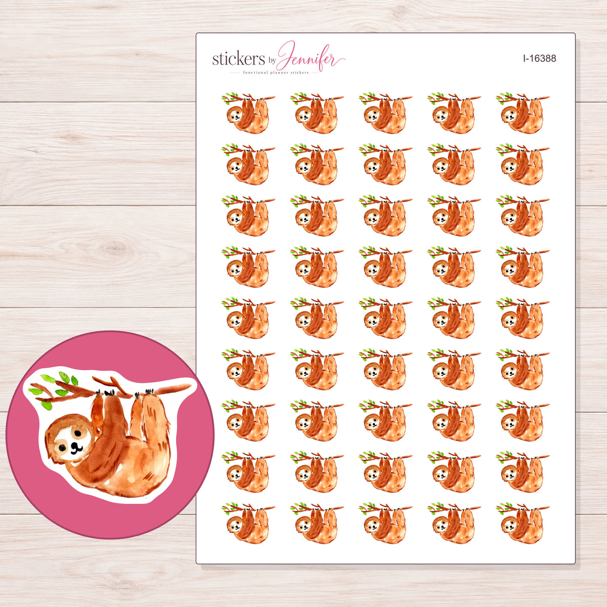 I-16388 planner sticker sheet with enlarged sticker detail
