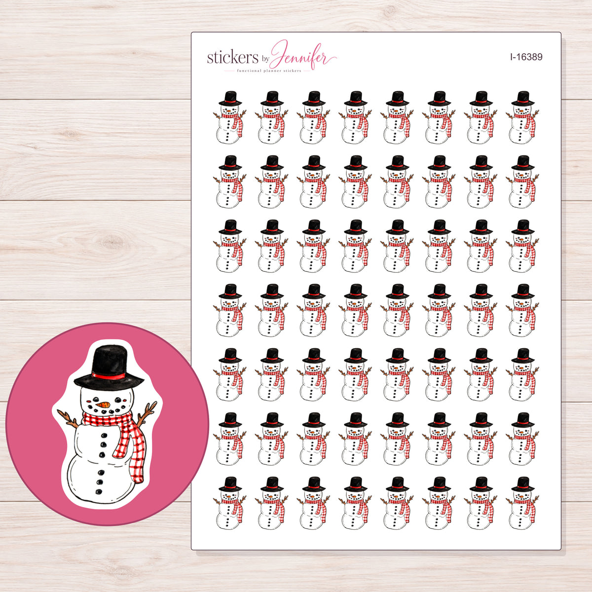 I-16389 planner sticker sheet with enlarged sticker detail