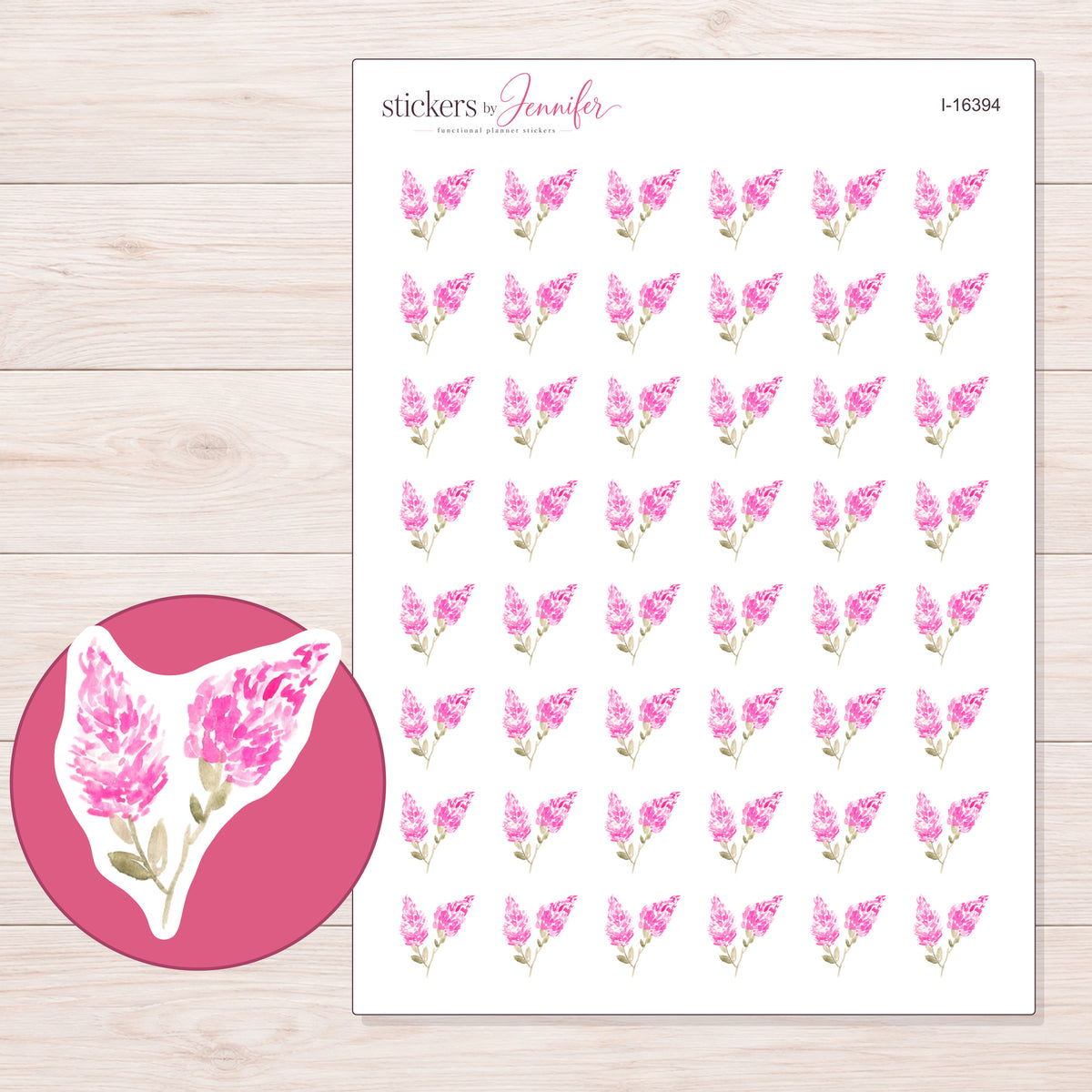 I-16394 planner sticker sheet with enlarged sticker detail