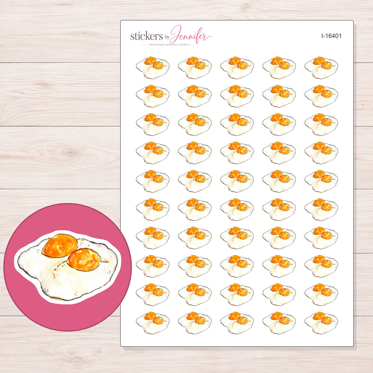 I-16401 planner sticker sheet with enlarged sticker detail