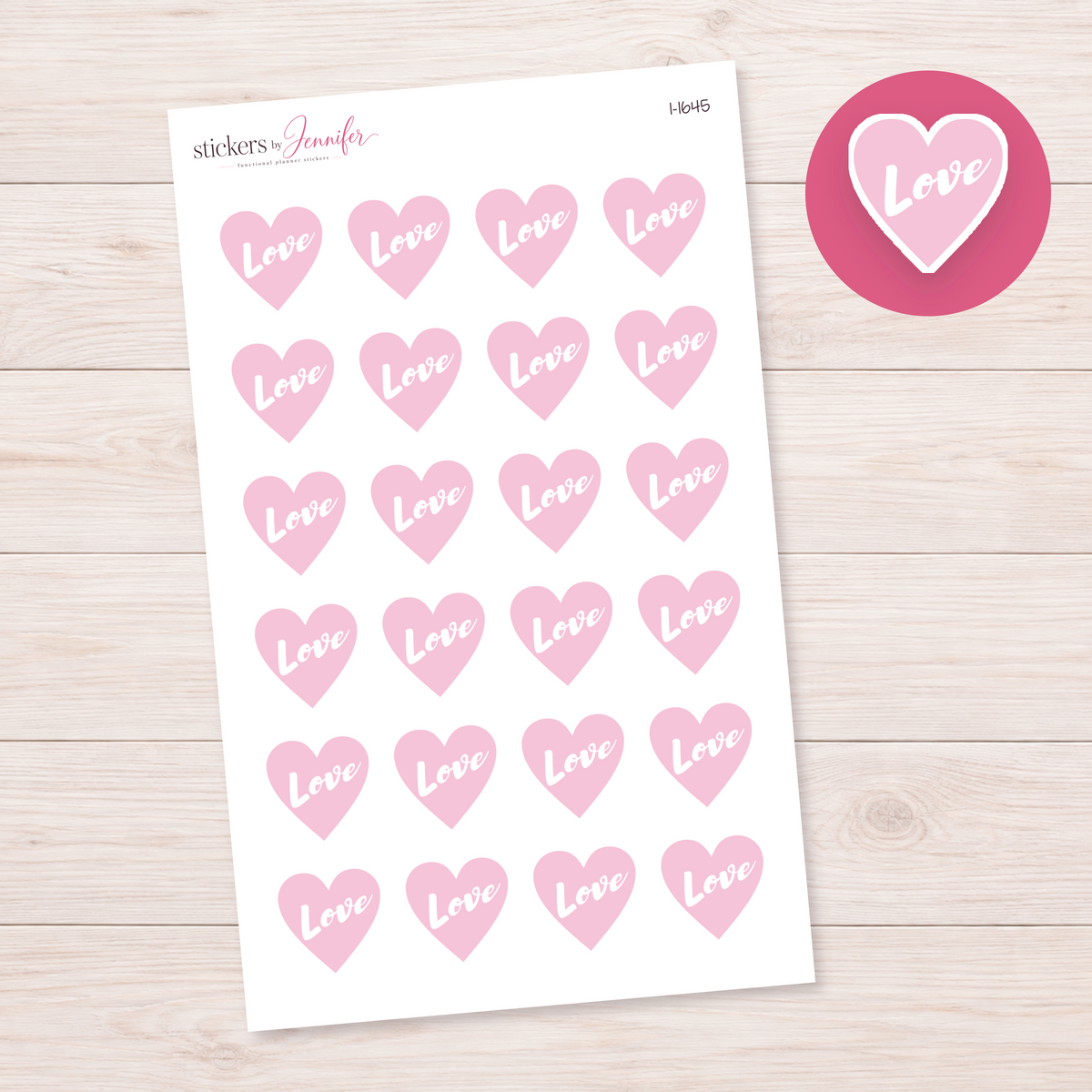 Pale Pink Love Heart Planner Stickers | I-1645