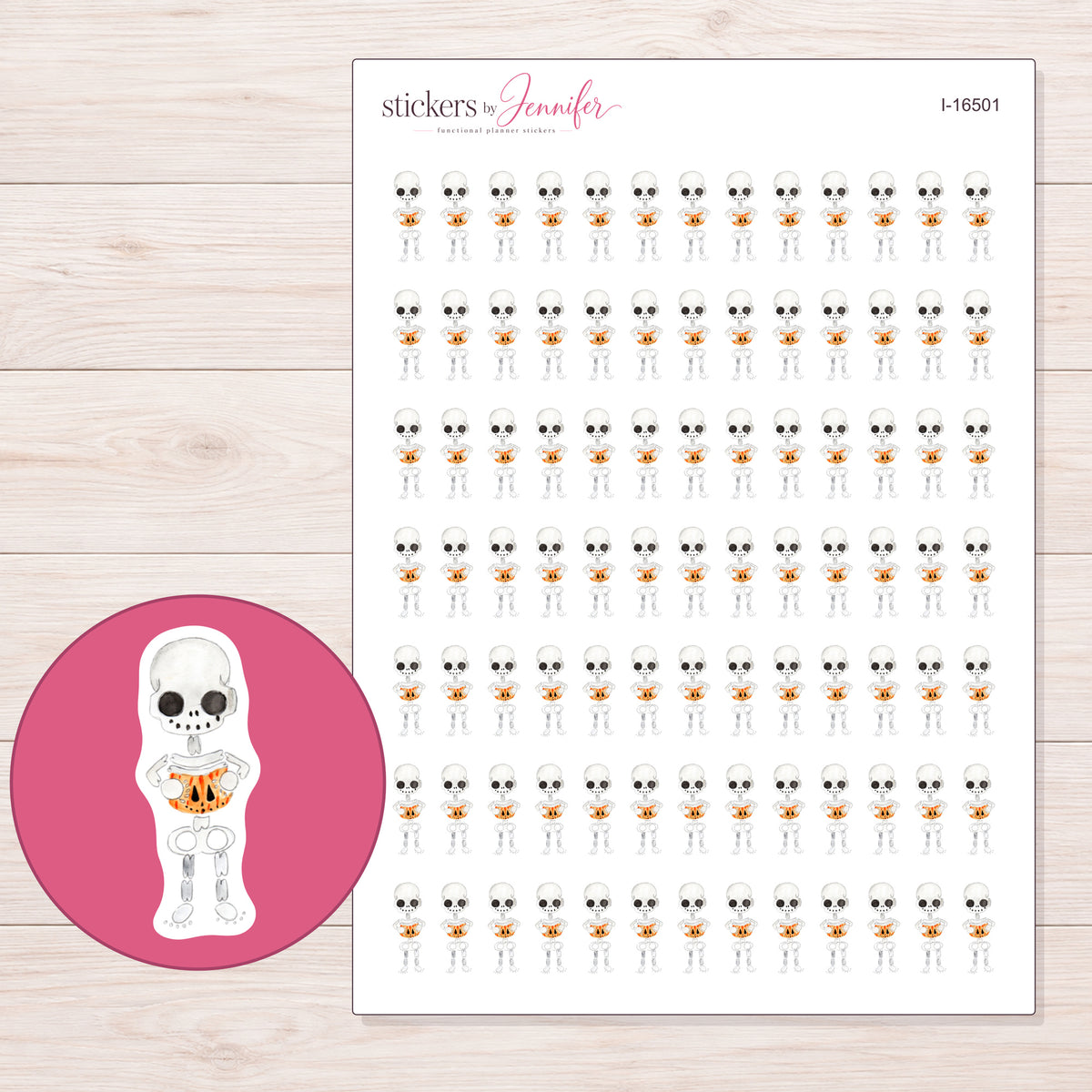 I-16501 planner sticker sheet with enlarged sticker detail
