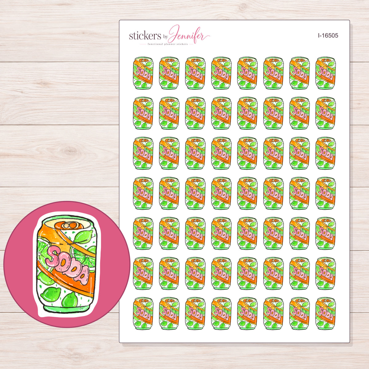 I-16505 planner sticker sheet with enlarged sticker detail